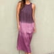 thumbnail image 1 of Puntoco Vestido De Manga Corta Con Cuello En V, Vestido Informal Sin Mangas Con Abertura Suelta Y Degradado Para Mujer, Color Morado M, 1 of 6