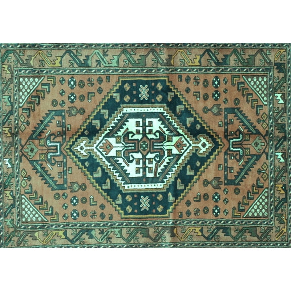 Ahgly Company Machine Washable Indoor Rectangle Persian Turquoise Blue Traditional Area Rugs, 5' x 7'
