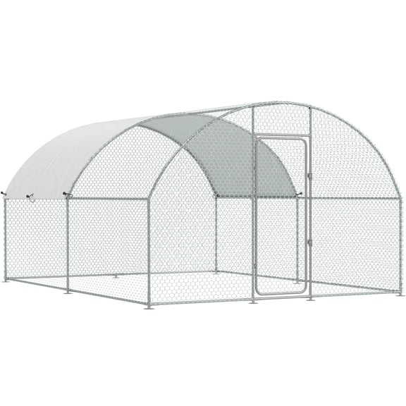 AECOJOY 130 Sq.Ft Large Walk-in Metal Chicken Cage Round-Top Chicken Coop Run for 10 Chicken or More