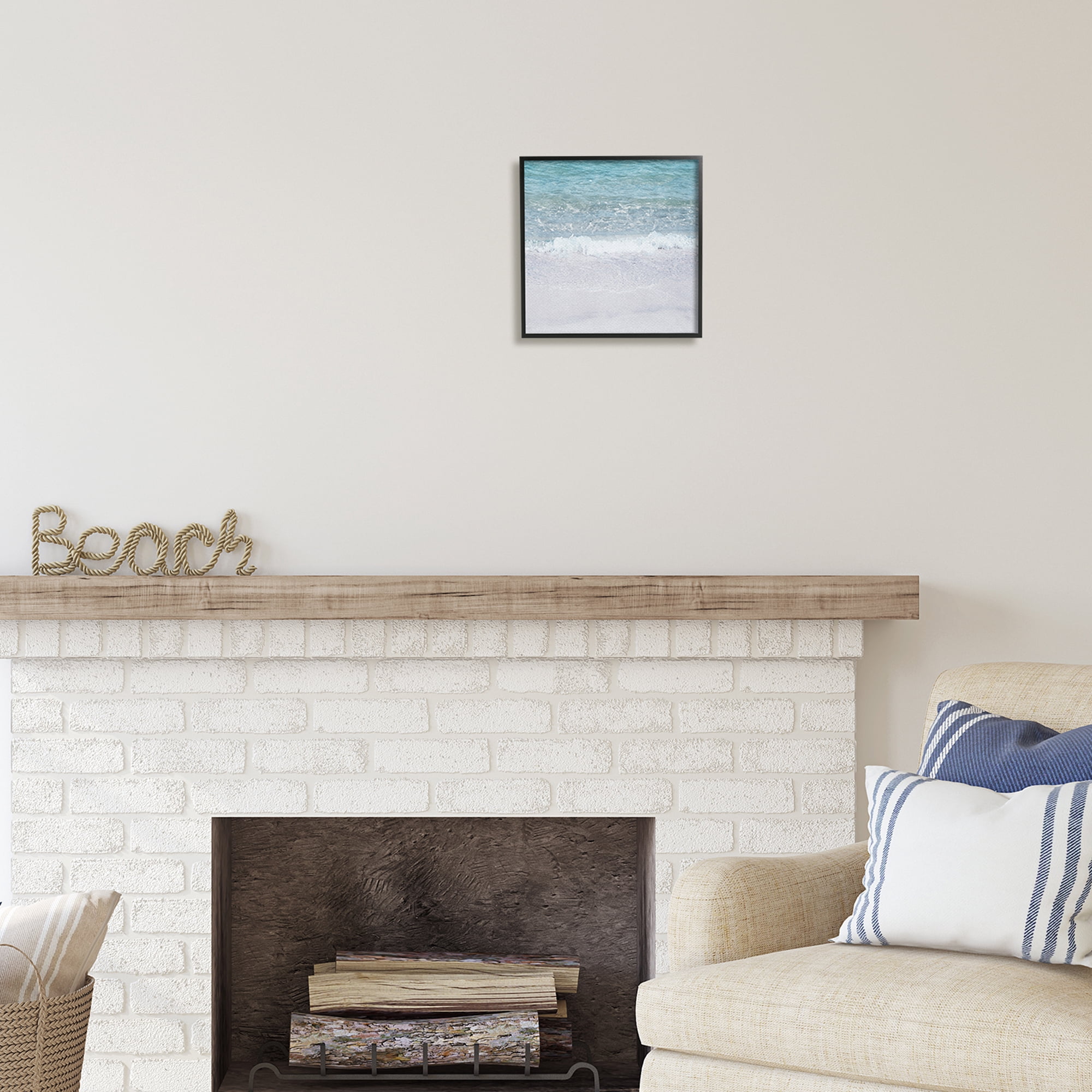 Stupell Industries Sea Waves on Shore Nature Painting Black Framed Art Print Wall Art, 12 x 12
