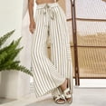 thumbnail image 3 of Womens Summer Casual Striped Pants Loose Wide Leg Lounge Pants Elastic Waist Palazzo Trousers with Pockets, 3 of 5