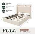 thumbnail image 6 of Amolife Full Size Lift Up Storage Platform Bed Frame with Velvet Built-in Charging Station Wingback Headboard, Cream, 6 of 15