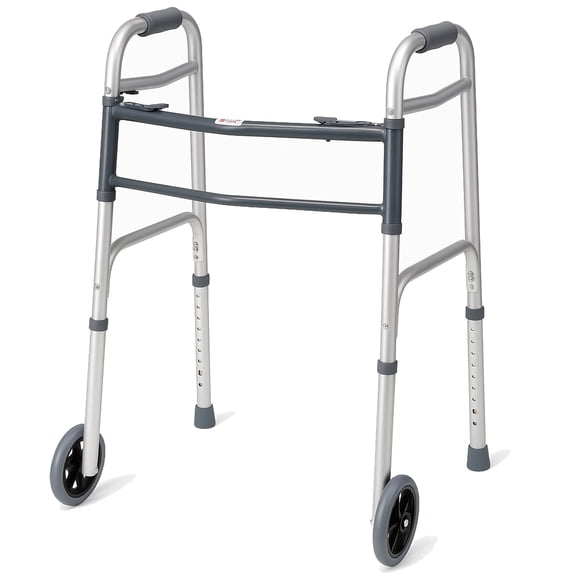 Andador plegable Carex con ruedas para personas mayores, andador médico portátil con altura ajustable, 30-37 pulgadas, ayuda de movilidad para adultos, ancianos y personas con discapacidad, plegable,