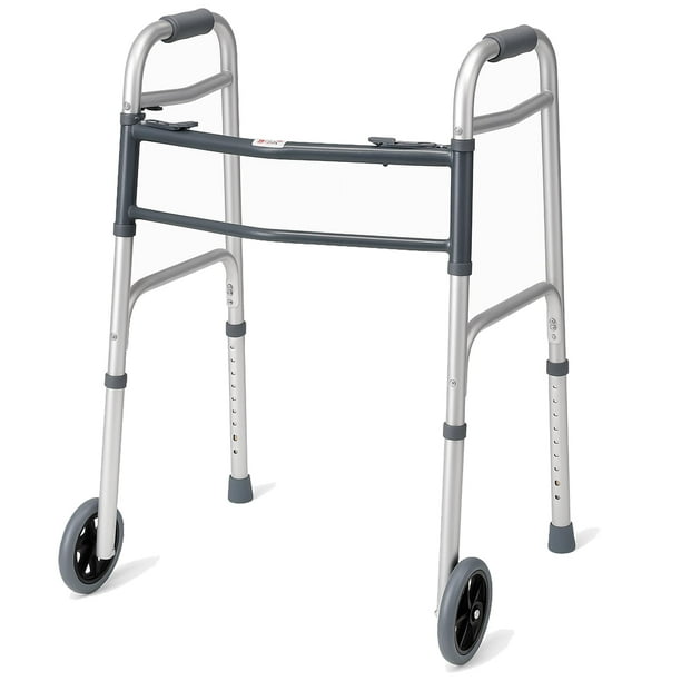 Andador plegable Carex con ruedas para personas mayores, andador médico portátil con altura ajustable, 30-37 pulgadas, ayuda de movilidad para adultos, ancianos y personas con discapacidad, plegable,