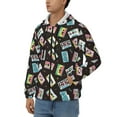 thumbnail image 3 of Kdxio Colorful Retro Tape Print Men Hoodies Casual Hoodies for Men with Zip Pockets Full Zip Long Sleeve Sweatshirt Sports Hooded Jacket-Small, 3 of 5