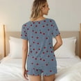 thumbnail image 5 of Women's Pajamas Sets Short Sleeve Lounge Sets Sleepwear Cherry T-Shirts Shorts Casual Two Piece Pjs Set, S, 5 of 7