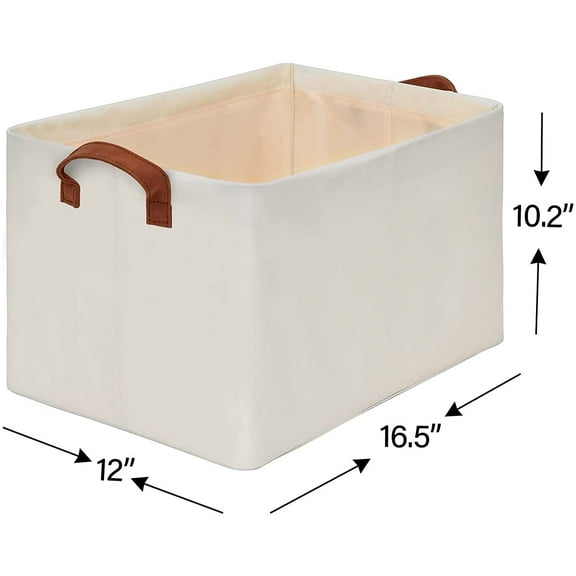 Storage Basket Large Fabric Cloth Baskets [2-Pack] Shelf Baskets in Canvas Collapsible Storage Bins with Handles for Organizing Living Room