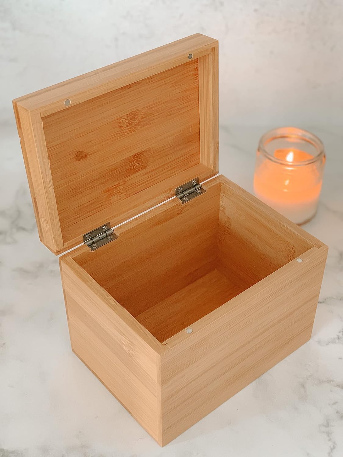 Recipe Card Box – 100% Bamboo Wooden Recipe Organizer | Vintage Finish, Holds 4x6 Recipe Cards