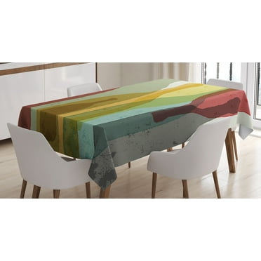 Ambesonne Wine Tablecloth Rectangular Table Cover, Abstract Colorful Bottles, 60"x90", Multicolor
