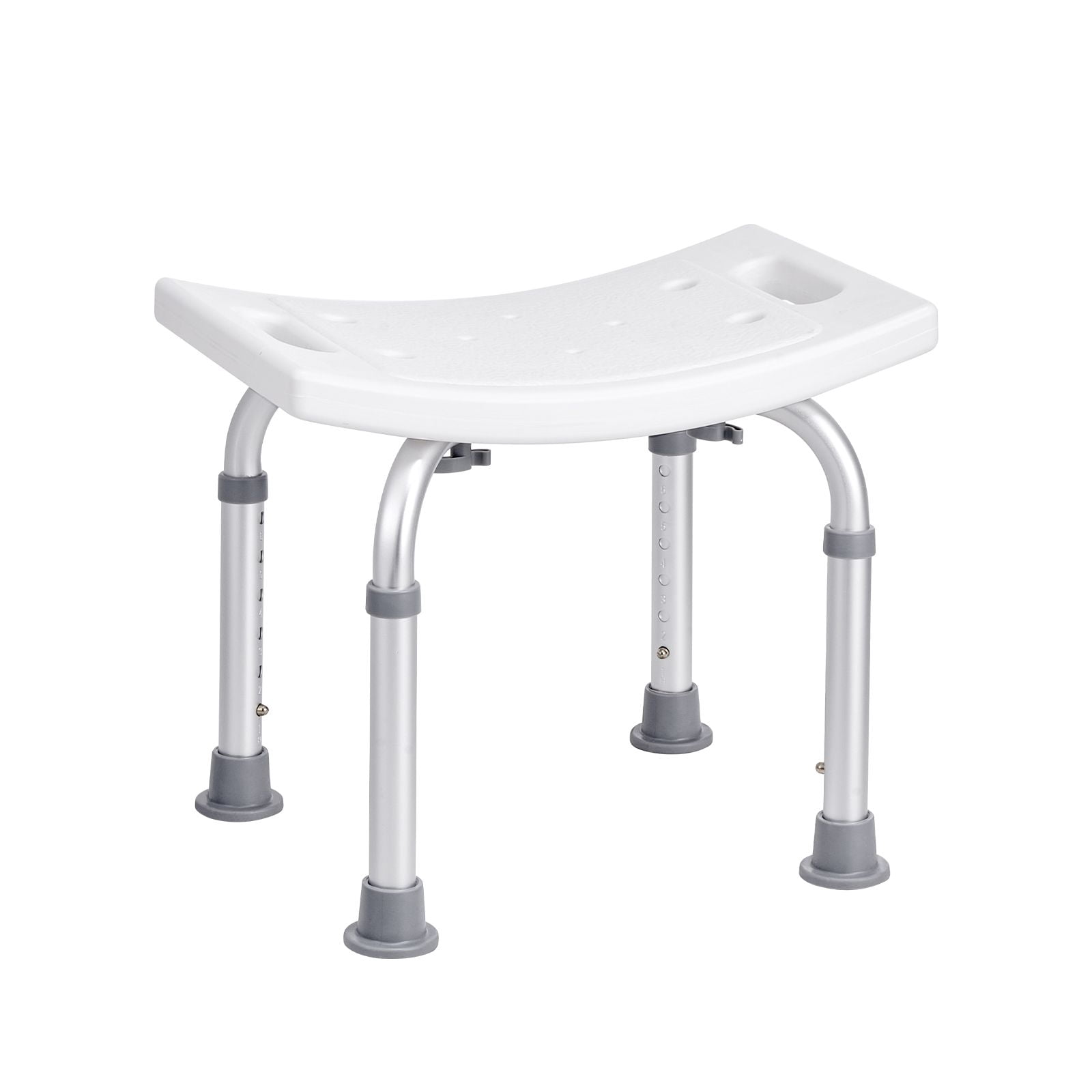 Shower Stool 350 lbs Capacity 6 Height Settings Curved Seat Aluminum for Seniors Bathroom Bathtub