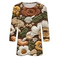 thumbnail image 6 of JTZGDY Floral Tops for Women Dressy Casual 3/4 Length Sleeve Crewneck Basic Tees Retro Print Summer Graphic Tunic Blouse Business Work T-Shirts for Leggings Multicolor#08 XL, 6 of 6