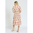 thumbnail image 6 of Ivory Coral Floral V-Neck Butterfly Sleeve Midi Dress | S-3X, 6 of 6