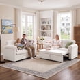 thumbnail image 3 of Bonzy Home Modular Corduroy Sectional Sofa with Pull Out Sleeper, Convertible L-Shaped Couch, Free Combination Upholstered Sofa Bed for Living Room, 3 of 11