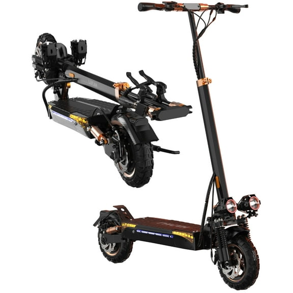 Off Road Electric Scooter w/Side Lights: Double Suspension 11" Tires | 1200W, 48V 15AH | 31Mph Speed & 31Miles Range for Adults