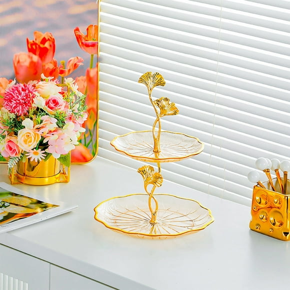 DcGZvy Party Food Trays Snack Serving Tray, 2-Tiered Snack Plates Serving Trays for Party, Countertop Fruit Basket Fruit Plate