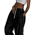 thumbnail image 3 of hirigin Women's Casual Trousers Side Stripe Design Waist Drawstring Tie Loose Athleisure Straight Pants, 3 of 9