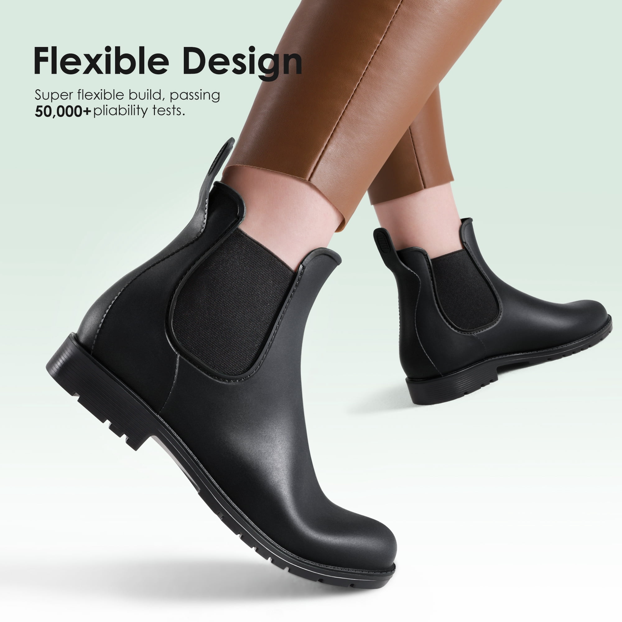 DREAM PAIRS Women's Ankle Rain Boots Chelsea Short Boots Waterproof Elastic Slip On Lightweight Comfortable Garden Outdoor Shoes