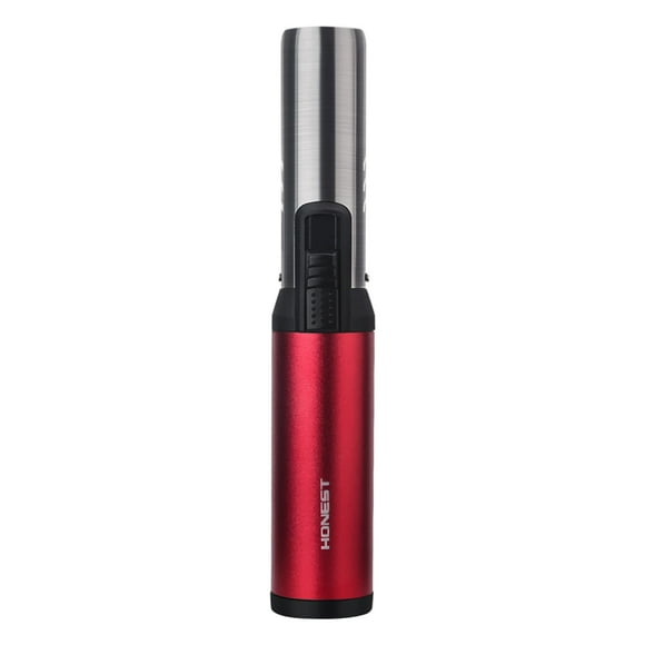 Metal Windproof Lighter, Refillable Butane Torch Lighter with Adjustable Flames, Multifunctional Windproof Outdoor Torch Lighter, Suitable for Kitchen, Barbecue, Camping(Red)