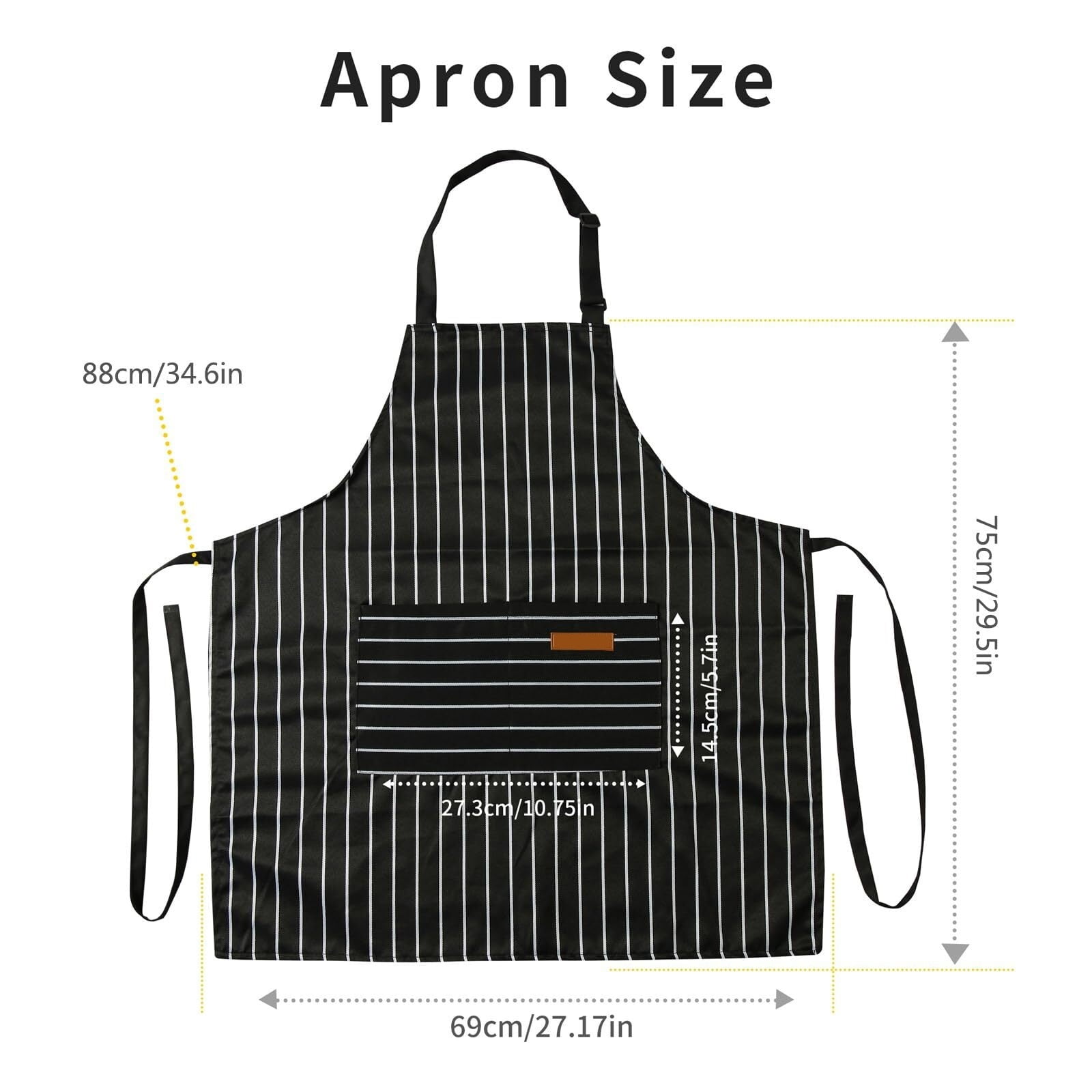 WEIKE 2Pcs of kitchen cooking aprons, double-button adjustable coverings with 2 pockets