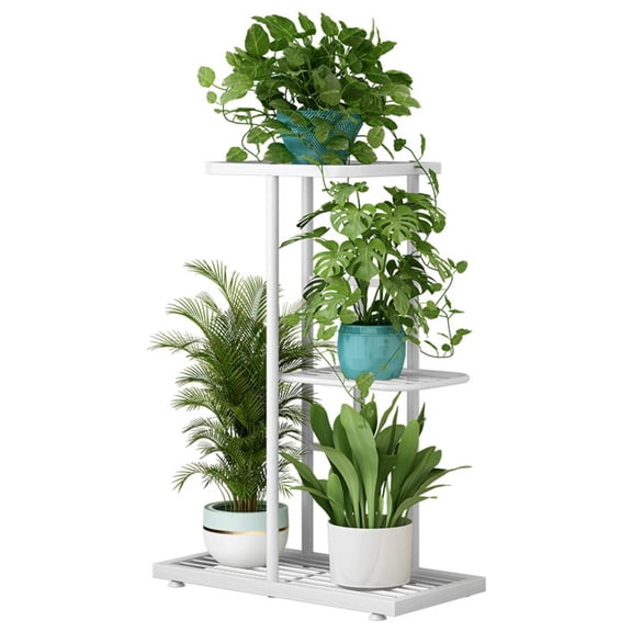 Gemdeck Plant Stand Indoor 3 Tiers Metal Plant Stand Outdoor Plant Shelf White