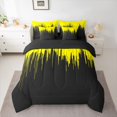 thumbnail image 2 of Homewish Abstract Ombre Stripes 7-Piece Bedding Comforter Set,Modern Geometric Pattern King Bedding Sets,Black Yellow Line Bed Sheets For Adults,Breathable Home Decor Reversible, 2 of 8