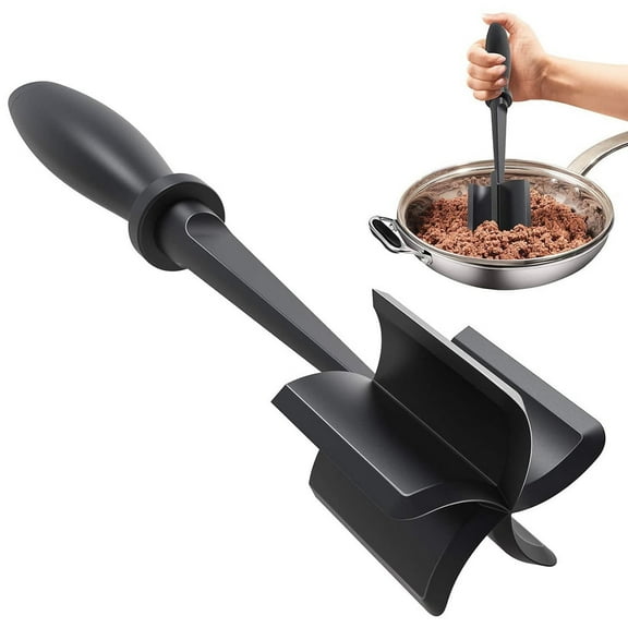Meat Chopper, Multifunctional Good Cook Heat Resistant Nylon Soft Grip Ground Beef Meat Chopper Utensil, Hamburger Meat Chopper for Non Stick Blends and Mashes, Mix Chopper, Black