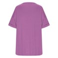 thumbnail image 4 of Spring Fashion Summer Tops for Women Clearance under $10 Cotton Linen New Loose Round Neck Short Sleeve Long Length Plus Size Shirts Blouses for Women Clearance $5 Workout Casual Tunic Tops Pink L, 4 of 5