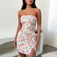 thumbnail image 3 of Vestido Vestido palabra de honor con estampado floral para mujer, traje de fiesta con cremallera y abertura lateral (naranja L) Ygjytge Naranja T L para Mujer, 3 of 7