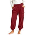 thumbnail image 2 of Xdegoge Cargo Joggers for Women High Waisted Athletic Casual Elastic Waist Cuffed Hem Trousers with Pockets Comfortable Lightweight Hiking Workout Lounge Wear, 2 of 5