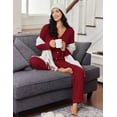 thumbnail image 4 of Ekouaer Womens Waffle Knit Pajamas Long Sleeve Lounge Set Button Up Pjs Loungewear with Pockets, 4 of 11