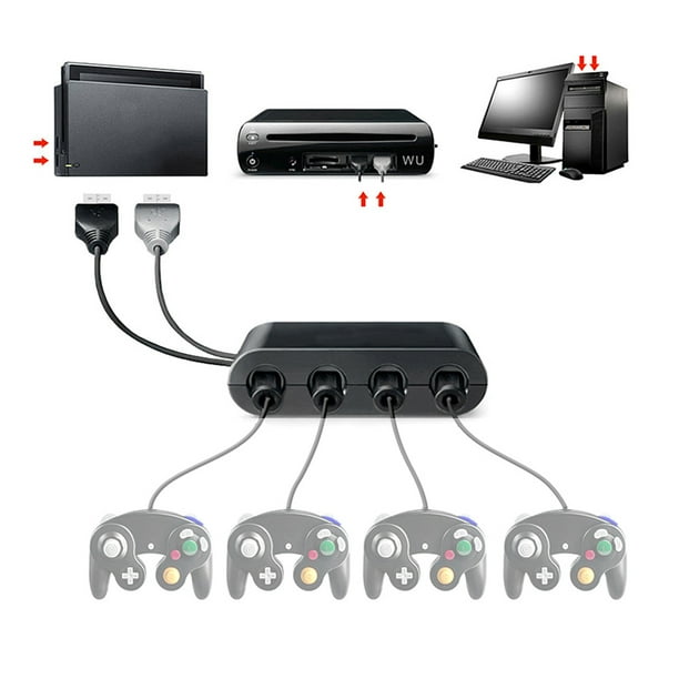 Gamecube Controller Adapter For Nintendo Wii U And Pc Usb 4 Ports Connection Tap Converter For Nintendo Switch Wii U Pc Walmart Com Walmart Com