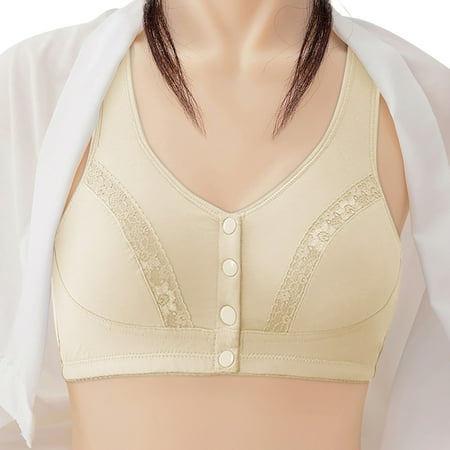 Hamky Sports Bras Bras for Women Womens No Steel Ring French Womens Front Close Bra T Back Plus Size Seamless Unlined Bra For Large Bust Lactation Underwear Nursing Bras Bralettes for Women A B