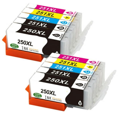 LinkToner 2 Set 5 Color Compatible Replacement for Canon Printer Ink Cartridge PGI 250 XL CLI-251 XL for Printer Pixma MX922 MG5520 MG7520