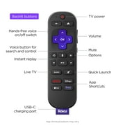 Roku Voice Remote Pro (2nd Ed.) - Rechargeable TV Remote Control with Hands-free Voice Controls, Backlit Buttons, Lost Remote Finder - Replacement Remote Compatible with All Roku TV, Players, Audio