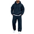 thumbnail image 3 of ZUBMGKTE Mens 2 Piece Hoodie Jogger Set Sweatsuit Warm Pullover Sweater, Winter Trendy Jogger Pants, Elastic Waist, Joggers Sweatpants, Two Piece, Fall, Winter, 3 of 7
