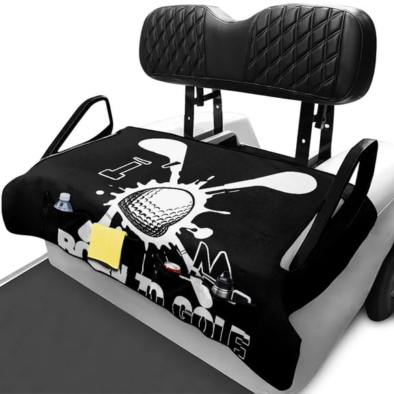 XYZCANDO Universal 2-Seat Golf Cart Seat Cover with 4 Pockets - Terry Cloth Non-Slip Protector for EZGO Club Car Yamaha