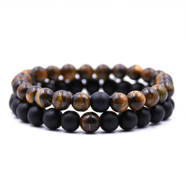 Fiudx Pulsera de Chakras, Joyería Curativa y Piedras Volcánicas, Pulsera Elástica y Cuentas de Ágata, Accesorio de Moda para Hombre y Mujer, Regalo para Equilibrar La Energía, Ajuste 8 Mm.