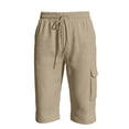 thumbnail image 5 of Men's Cargo Shorts Casual Drawstring 3/4 Capri Pants Quickly Dry Knee Length Hiking Shorts with Multi Pockets for Summer Beach Vacation, 5 of 5