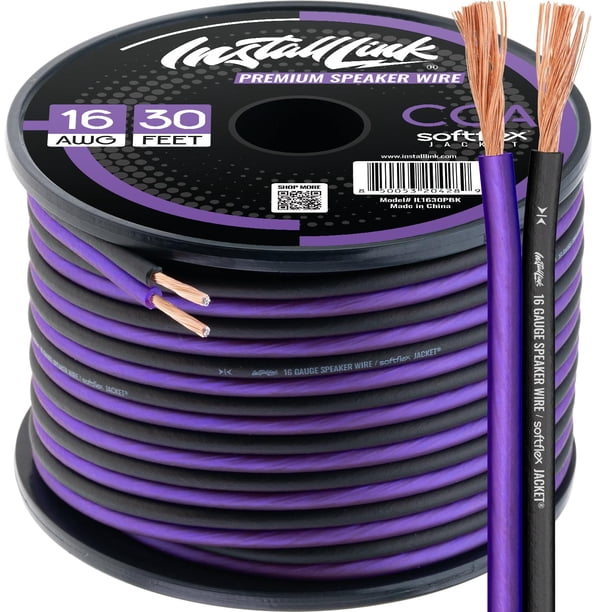 Cable de altavoz Install Link, 16 AWG, calibre 9.1 m, estéreo
