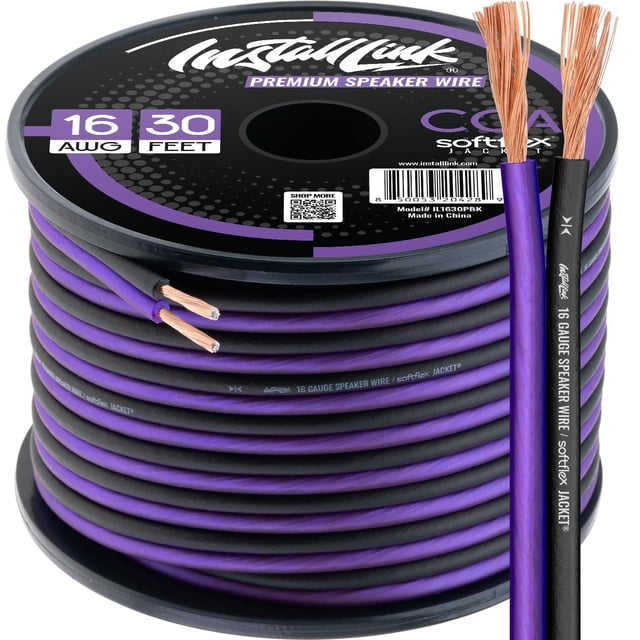Cable de altavoz Install Link, 16 AWG, calibre 9.1 m, estéreo