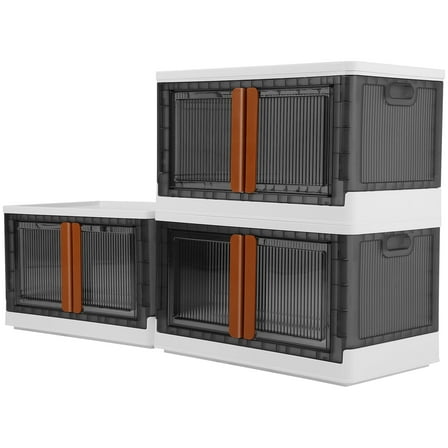 3 Pack 8.4 Gallon Folding Storage Boxes, Collapsible Storage Box for Home
