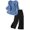 F346 Blue, variant on Likimi Two Piece Sets For Women Casual Summer Solid Color Embroidered 3/4 Sleeve Crew Neck Top With Pants Outfit Set Khaki Size 3Xl