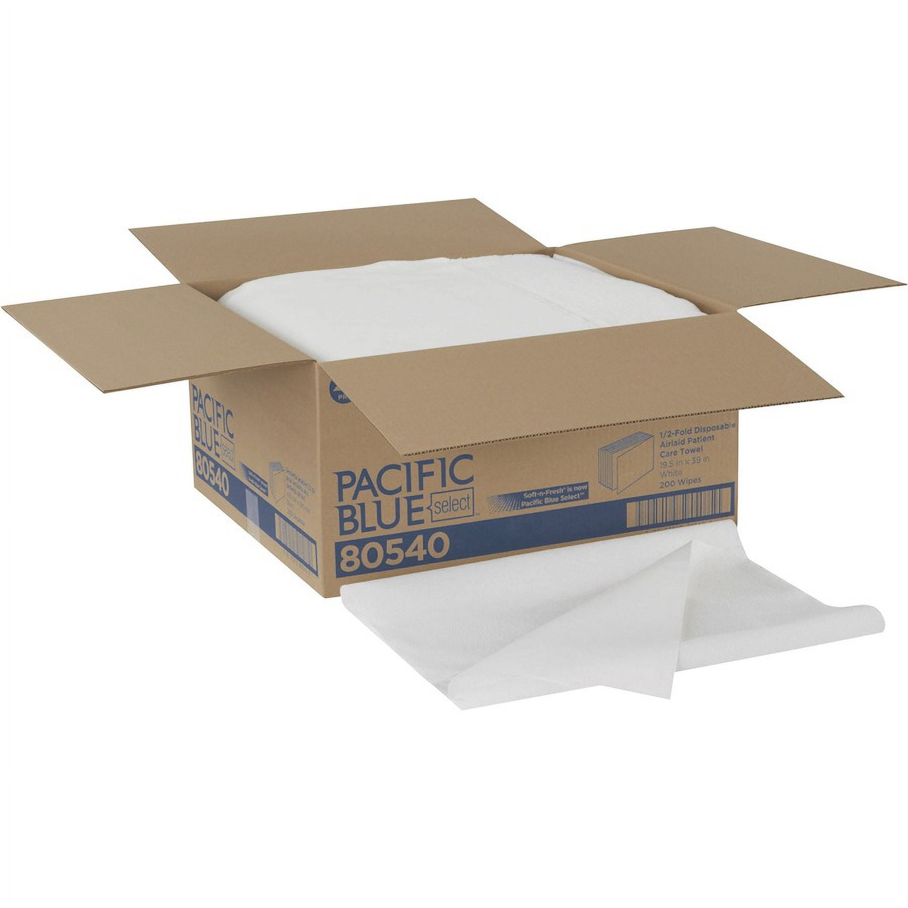 Pacific Blue Select A300 Patient Care Disposable Bath Towels - 1/2 Fold - 19.50" X 39" - White - Cellulose - Disposable, Absorbent, Durable, Comfortable, Soft - For Bathroom, Hand, Body, Face - 200 /