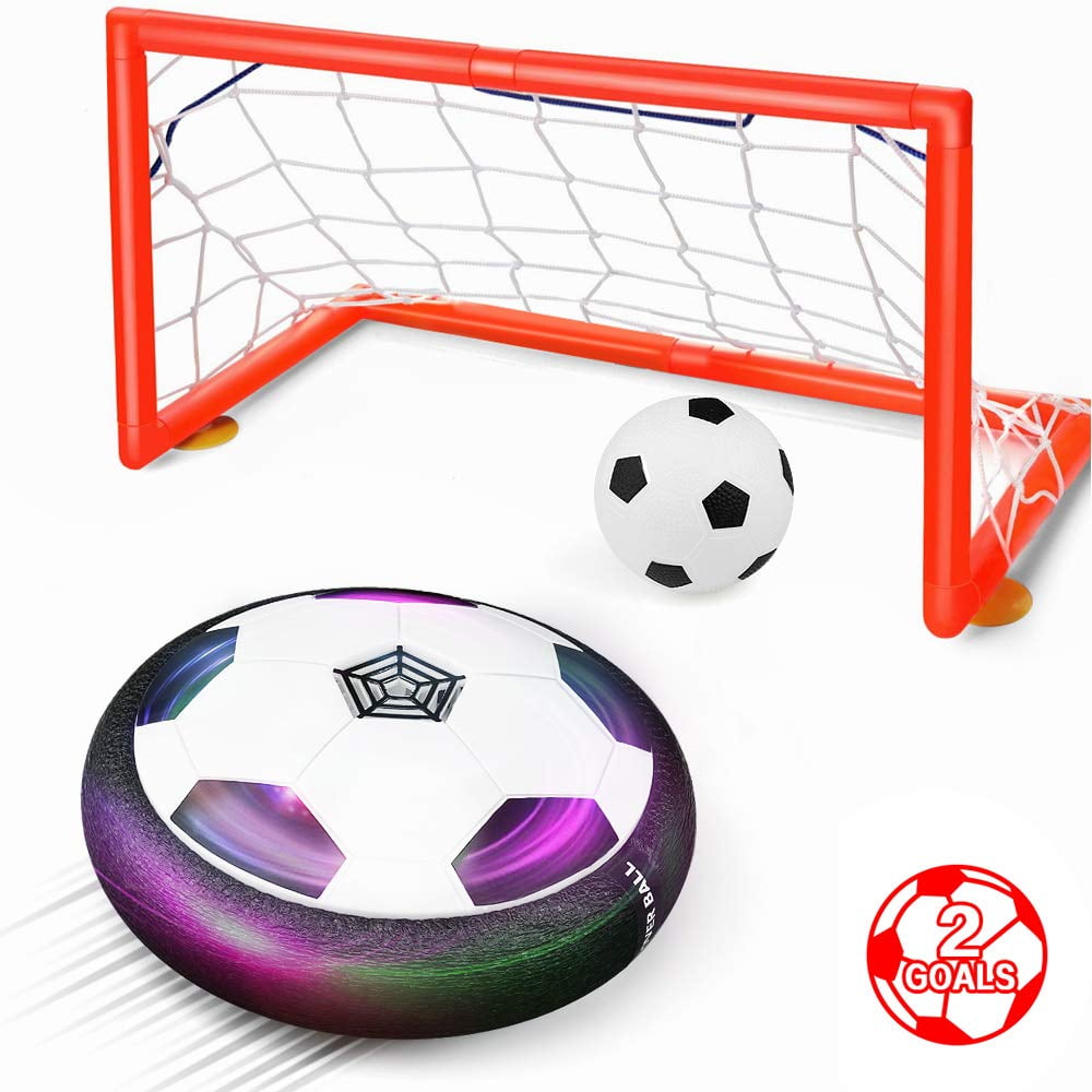 Air Power Training Football Game Feiqio Kids Toys Hover Soccer Ball Set with 2 Goals Indoor Soccer Ball with LED Light-Football Toy for Boys Girls Age 2 and up Best Gift Red