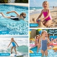 thumbnail image 6 of Girls One-Piece Crisscross Back Swimwear Sleeveless Swimsuit Ruched Color Block Bathing Suit for Girls Ages 13-14 Years, 6 of 9