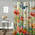 thumbnail image 2 of Fenyluxe Watercolor Butterfly Shower Curtains for Bathroom, Pink Purple Yellow Floral Shower Curtain Spring Nature Plant Shower Curtain with Hooks 36x72, 2 of 7