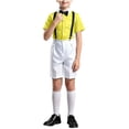 thumbnail image 3 of Pretxorve Kids Boys Short Sleeve Set Solid Collared Shirt Top Lace Suspender Pants Performance Outfits 3-18Y, 3 of 5
