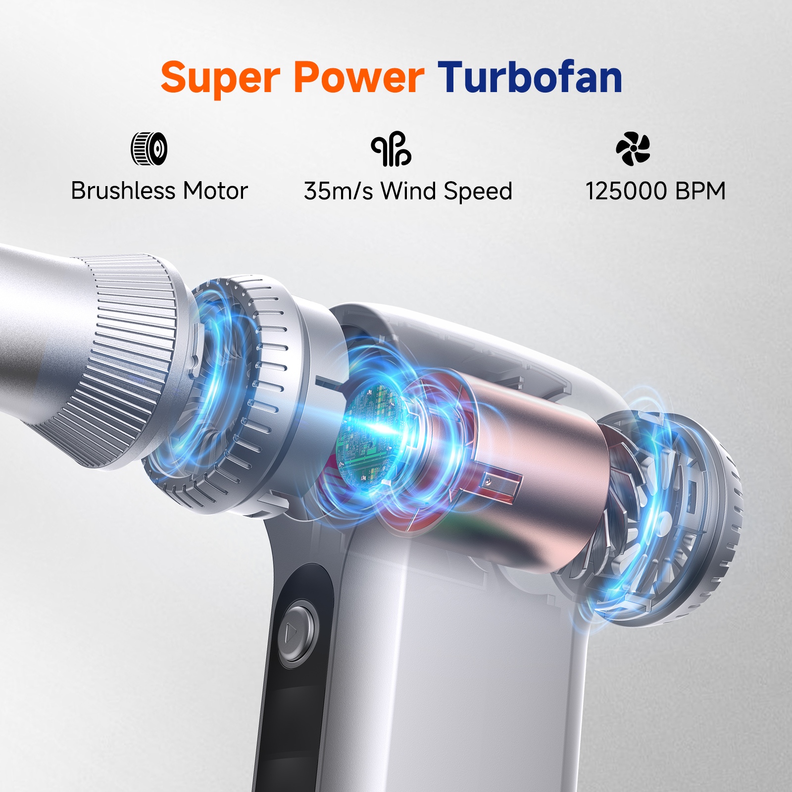 Cordless Air Duster, 130000RPM Electric Compressed Air Duster, Mini Blower with 3-Speed, 4000mAh Battery, USB-C Fast Charging for Car, Computer, Home & Snow Cleaning，Silver
