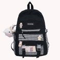 thumbnail image 5 of Mochila Mochila Kawaii Harajuku Japonesa Cute Plaid School Student Bookbag (Negro), 5 of 5