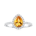 thumbnail image 5 of Rosec Jewels Citrine Teardrop Engagement Ring with Halo - 6X8 mm - Natural Citrine Diamond Ring - AAA Quality - with Jewelry Box, 925 Sterling Silver, US 7.50, 5 of 9
